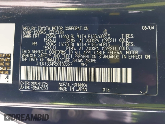 2005 Scion xB with VIN JTLKT334950182227, listed as a IAAI auction lot 39842783 with 174,969 mi miles and . Bid and sale history available at DreamBid. Image 9.