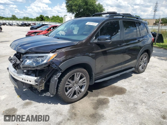 2021 Honda Passport EX-L with VIN 5FNYF7H58MB005187, listed as a Copart auction lot 60414535 with 75,208 mi miles and Salvage title. Bid and sale history available at DreamBid. Image 1.