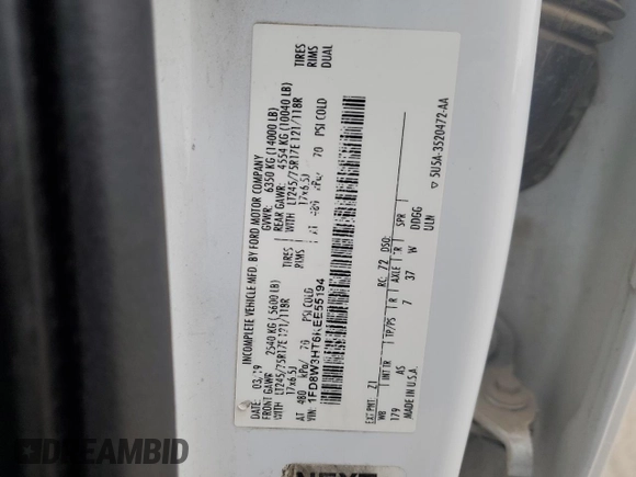 2019 Ford F-350 XL with VIN 1FD8W3HT6KEE55194, listed as a Copart auction lot 52143265 with 248,862 mi miles and Clean Title. Bid and sale history available at DreamBid. Image 13.