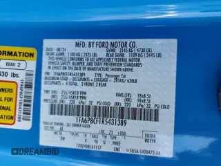 2024 Ford Mustang GT с VIN 1FA6P8CF1R5431389, выставлен на аукционе Copart как лот 57514355 с пробегом 13 913 миль миль и Списание • Salvage title. История ставок и продаж доступна на DreamBid. Изображение 12.