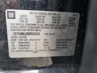 2016 Cadillac Escalade Luxury Collection with VIN 1GYS4BKJ9GR350242, listed as a Copart auction lot 57931484 with 109,111 mi miles and Salvage Title. Bid and sale history available at carsss.com. Image 13.