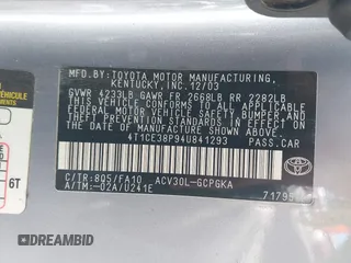 2004 Toyota Solara SE with VIN 4T1CE38P94U841293, listed as a IAAI auction lot 41921655 with 135,344 mi miles and . Bid and sale history available at DreamBid. Image 9.