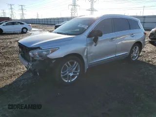 2013 Infiniti JX35 with VIN 5N1AL0MM9DC334410, listed as a Copart auction lot 46531925 with 185,023 mi miles and Salvage Title. Bid and sale history available at carsss.com. Image 1.