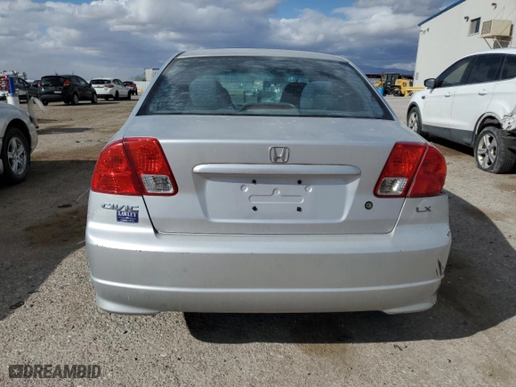 2005 Honda Civic Sdn LX with VIN 1HGES15555L013764, listed as a Copart auction lot 48939035 with 266,945 mi miles and Salvage Title. Bid and sale history available at carsss.com. Image 6.