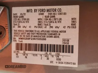 2022 Ford Transit Connect XLT z VIN NM0GS9F23N1535280, wystawiony jako Copart lot #81914514 z przebiegiem 100 191 mil mil oraz Czysty tytuł • Clean title. Historia ofert i sprzedaży dostępna na DreamBid. Obrazek 13.