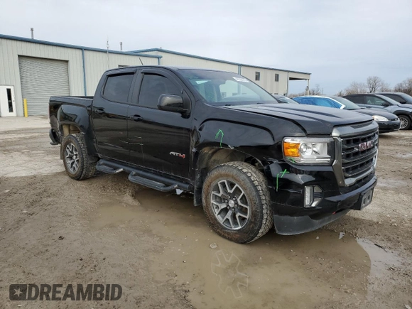 2021 GMC Canyon 4WD AT4 w/Leather with VIN 1GTG6FEN1M1236158, listed as a Copart auction lot 47553775 with 109,010 mi miles and Salvage Title. Bid and sale history available at carsss.com. Image 4.