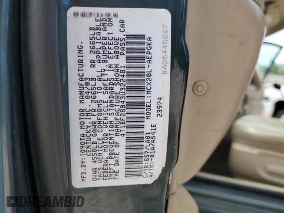 2003 Toyota Avalon XL z VIN 4T1BF28B43U322481, wystawiony jako Copart lot #51876905 z przebiegiem 135 237 mil mil oraz Szkoda całkowita • Salvage title. Historia ofert i sprzedaży dostępna na DreamBid. Obrazek 12.