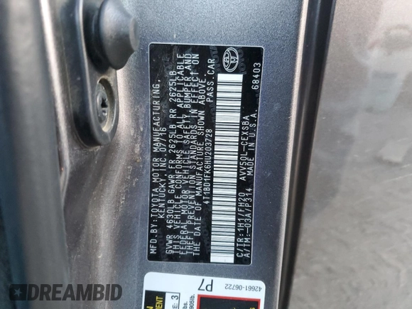 2017 Toyota Camry Hybrid LE with VIN 4T1BD1FK6HU203728, listed as a Copart auction lot 81175484 with 177,474 mi miles and Salvage Title. Bid and sale history available at carsss.com. Image 12.