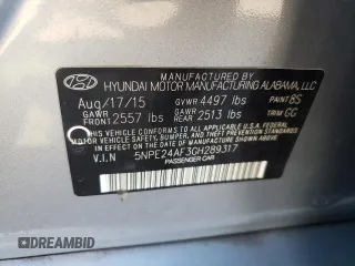 2016 Hyundai Sonata 2.4L with VIN 5NPE24AF3GH289317, listed as a Copart auction lot 53552655 with 96,251 mi miles and Salvage Title. Bid and sale history available at carsss.com. Image 12.