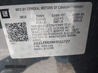 2019 Chevrolet Impala LT with VIN 2G11Z5S39K9111727, listed as a IAAI auction lot 41956387 with 109,475 mi miles and . Bid and sale history available at DreamBid. Image 9.