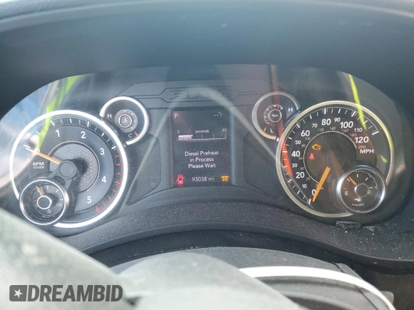 2021 Ram 2500 Big Horn with VIN 3C6UR5DL6MG509091, listed as a Copart auction lot 46130195 with 93,038 mi miles and Salvage title. Bid and sale history available at DreamBid. Image 9.