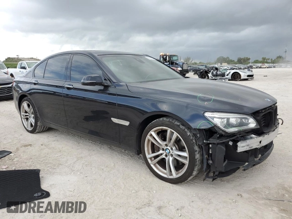 2013 BMW 7 Series 750i with VIN WBAYA8C56DC996704, listed as a Copart auction lot 64466705 with 102,278 mi miles and Salvage title. Bid and sale history available at DreamBid. Image 4.
