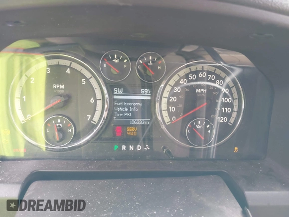 2010 Dodge 1500 TRX with VIN 1D7RV1GT7AS216857, listed as a IAAI auction lot 41936667 with 106,333 mi miles and . Bid and sale history available at carsss.com. Image 7.