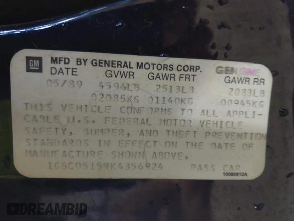 1989 Cadillac DeVille z VIN 1G6CD5159K4356924, wystawiony jako IAAI lot #41526057 z przebiegiem 148 134 mil mil oraz . Historia ofert i sprzedaży dostępna na DreamBid. Obrazek 9.