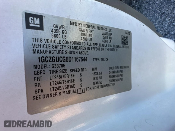 2013 Chevrolet Express Cargo with VIN 1GCZGUCG6D1167644, listed as a Copart auction lot 82365784 with 230,437 mi miles and Clean Title. Bid and sale history available at DreamBid. Image 10.