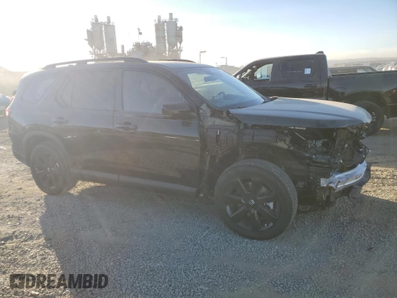 2025 Honda Pilot Black Edition with VIN 5FNYG1H93SB082124, listed as a Copart auction lot 89326585 with 989 mi miles and Salvage Title. Bid and sale history available at carsss.com. Image 4.
