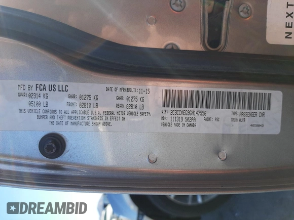 2016 Chrysler 300 C z VIN 2C3CCAEG9GH147556, wystawiony jako Copart lot #56751675 z przebiegiem 79 422 mil mil oraz Szkoda całkowita • Salvage title. Historia ofert i sprzedaży dostępna na DreamBid. Obrazek 14.
