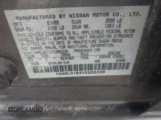 2000 Nissan Altima XE with VIN 1N4DL01D3YC202339, listed as a IAAI auction lot 42188804 with 129,579 mi miles and . Bid and sale history available at carsss.com. Image 9.