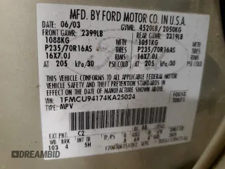 2004 Ford Escape Limited with VIN 1FMCU94174KA25024, listed as a Copart auction lot 46150805 with 236,463 mi miles and Clean Title. Bid and sale history available at carsss.com. Image 16.