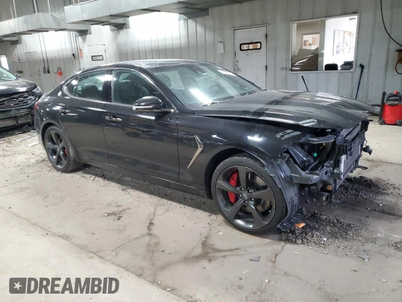 2019 Genesis G70 Advanced with VIN KMTG34LE9KU025478, listed as a Copart auction lot 49776525 with 57,583 mi miles and Salvage title. Bid and sale history available at DreamBid. Image 4.