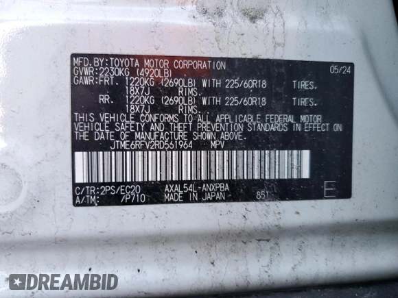 2024 Toyota RAV4 Hybrid XSE with VIN JTME6RFV2RD561964, listed as a Copart auction lot 48209465 with 47,028 mi miles and Salvage Title. Bid and sale history available at carsss.com. Image 15.