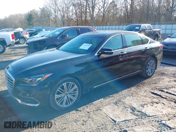 2018 Genesis G80 3.8L with VIN KMHGN4JE5JU245545, listed as a IAAI auction lot 41413528 with 65,707 mi miles. Bid and sale history available at carsss.com. Image 19.