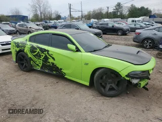 2019 Dodge Charger Scat Pack with VIN 2C3CDXGJ4KH662773, listed as a Copart auction lot 53092825 with 55,644 mi miles and Salvage title. Bid and sale history available at DreamBid. Image 4.