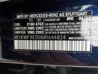 2021 Mercedes-Benz C 300 with VIN W1KWF8EB8MR644824, listed as a Copart auction lot 46286505 with 27,075 mi miles and Non Repairable. Bid and sale history available at carsss.com. Image 12.