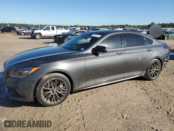 2018 Genesis G80 Sport with VIN KMHGN4JB5JU219162, listed as a Copart auction lot 79851474 with 58,056 mi miles and Salvage Title. Bid and sale history available at DreamBid. Image 1.