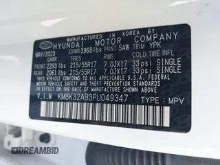2023 Hyundai Kona SEL with VIN KM8K32AB3PU049347, listed as a IAAI auction lot 42002006 with 21,225 mi miles and . Bid and sale history available at DreamBid. Image 9.
