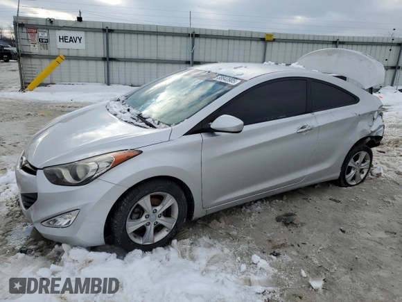 2013 Hyundai Elantra Coupe SE with VIN KMHDH6AE4DU018471, listed as a Copart auction lot 88840905 with 100,836 mi miles and Salvage Title. Bid and sale history available at carsss.com. Image 1.