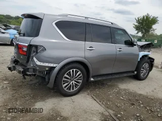 2021 Nissan Armada SL with VIN JN8AY2BA9M9372649, listed as a Copart auction lot 63675084 with 76,450 mi miles and Salvage Title. Bid and sale history available at carsss.com. Image 3.