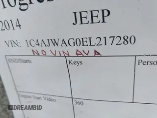 2014 Jeep Wrangler Sport с VIN 1C4AJWAG0EL217280, выставлен на аукционе IAAI как лот 42154964 с пробегом Не указан миль и . История ставок и продаж доступна на DreamBid. Изображение 9.