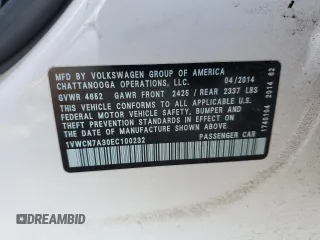 2014 Volkswagen Passat SEL Premium z VIN 1VWCN7A30EC100232, wystawiony jako Copart lot #48228355 z przebiegiem 127 832 mil mil oraz Szkoda całkowita • Salvage title. Historia ofert i sprzedaży dostępna na DreamBid. Obrazek 14.