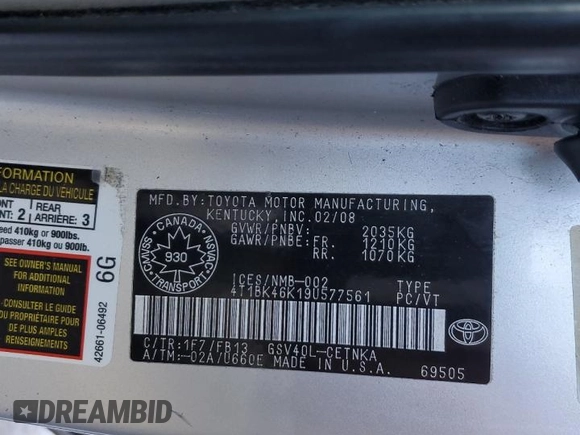 2009 Toyota Camry LE with VIN 4T1BK46K19U577561, listed as a Copart auction lot 46157195 with 123,635 mi miles and Salvage Title. Bid and sale history available at carsss.com. Image 13.
