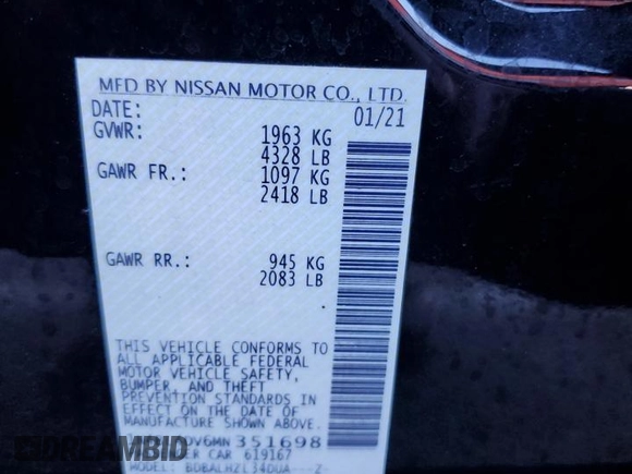 2021 Nissan Altima 2.5 SV with VIN 1N4BL4DV6MN351698, listed as a Copart auction lot 88286125 with 62,917 mi miles and Salvage Title. Bid and sale history available at carsss.com. Image 12.