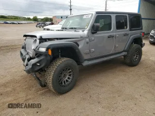 2018 Jeep Wrangler Unlimited Sport S with VIN 1C4HJXDG7JW138049, listed as a Copart auction lot 57168065 with 53,267 mi miles and Salvage title. Bid and sale history available at DreamBid. Image 1.