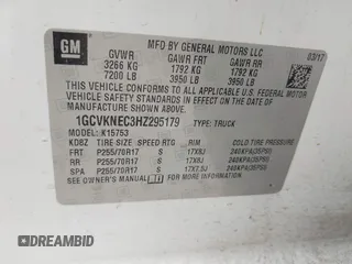 2017 Chevrolet Silverado 1500 Work Truck with VIN 1GCVKNEC3HZ295179, listed as a IAAI auction lot 41590526 with 156,227 mi miles. Bid and sale history available at carsss.com. Image 9.