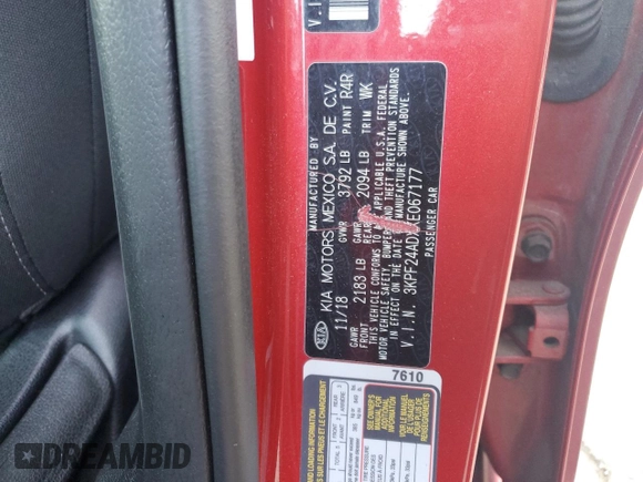 2019 Kia Forte LXS with VIN 3KPF24ADXKE067177, listed as a Copart auction lot 56452245 with 113,271 mi miles and Salvage title. Bid and sale history available at DreamBid. Image 12.