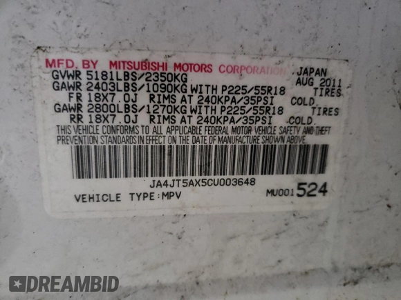 2012 Mitsubishi Outlander GT z VIN JA4JT5AX5CU003648, wystawiony jako Copart lot #48328185 z przebiegiem 223 513 mil mil oraz Czysty tytuł • Clean title. Historia ofert i sprzedaży dostępna na DreamBid. Obrazek 13.