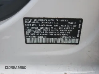 2017 Volkswagen Passat SE z VIN 1VWBT7A31HC022453, wystawiony jako Copart lot #88777855 z przebiegiem Nie podano mil oraz Szkoda całkowita • Salvage title. Historia ofert i sprzedaży dostępna na DreamBid. Obrazek 15.