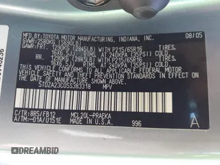 2005 Toyota Sienna CE с VIN 5TDZA23C05S383318, выставлен на аукционе IAAI как лот 42538139 с пробегом 177 088 миль миль и . История ставок и продаж доступна на DreamBid. Изображение 9.