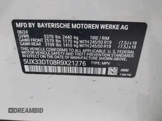 2024 BMW X4 xDrive30i with VIN 5UX33DT08R9X21276, listed as a IAAI auction lot 42177910 with 16,199 mi miles and . Bid and sale history available at DreamBid. Image 9.