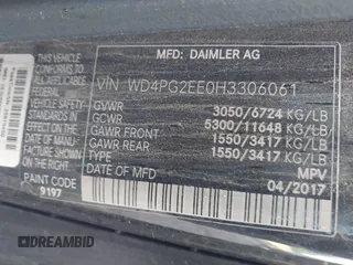 2017 Mercedes-Benz Metris Passenger z VIN WD4PG2EE0H3306061, wystawiony jako IAAI lot #40708071 z przebiegiem 130 873 mil mil oraz . Historia ofert i sprzedaży dostępna na DreamBid. Obrazek 9.