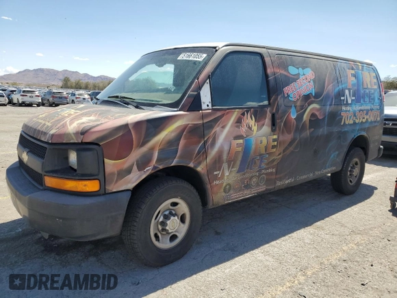 2013 Chevrolet Express Cargo z VIN 1GCZGTCA9D1165263, wystawiony jako Copart lot #51661055 z przebiegiem 172 369 mil mil oraz Szkoda całkowita • Salvage title. Historia ofert i sprzedaży dostępna na DreamBid. Obrazek 1.