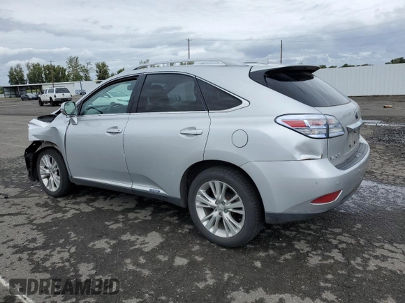 2010 Lexus RX 450h with VIN JTJBC1BA2A2022273, listed as a Copart auction lot 57465834 with 105,515 mi miles and Salvage Title. Bid and sale history available at DreamBid. Image 2.
