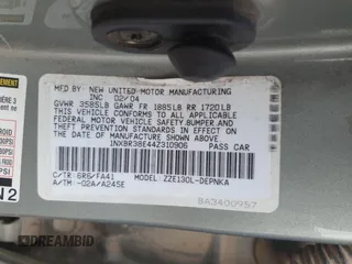 2004 Toyota Corolla CE with VIN 1NXBR38E44Z310906, listed as a Copart auction lot 55361565 with 186,022 mi miles and Salvage Title. Bid and sale history available at DreamBid. Image 12.