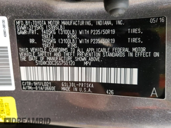 2016 Toyota Sienna SE with VIN 5TDXK3DC2GS750120, listed as a Copart auction lot 47225375 with 103,203 mi miles and Salvage title. Bid and sale history available at DreamBid. Image 14.