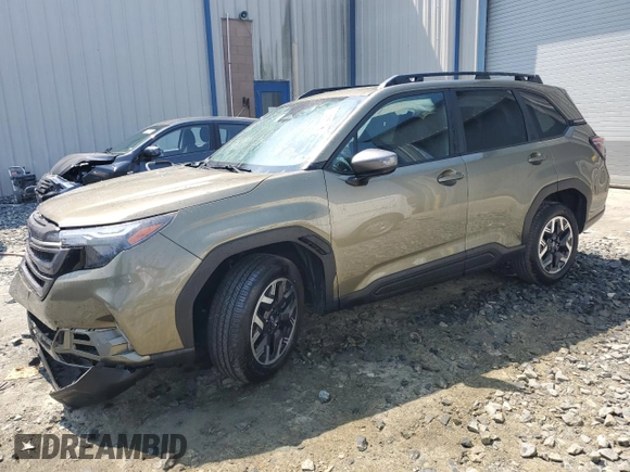 2025 Subaru Forester Premium z VIN JF2SLDDC9SH518559, wystawiony jako Copart lot #60173055 z przebiegiem 6 389 mil mil oraz Szkoda całkowita • Salvage title. Historia ofert i sprzedaży dostępna na DreamBid. Obrazek 1.