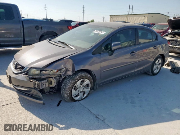 2014 Honda Civic Sedan LX with VIN 19XFB2F59EE057461, listed as a Copart auction lot 53430745 with 163,586 mi miles and Salvage Title. Bid and sale history available at carsss.com. Image 1.